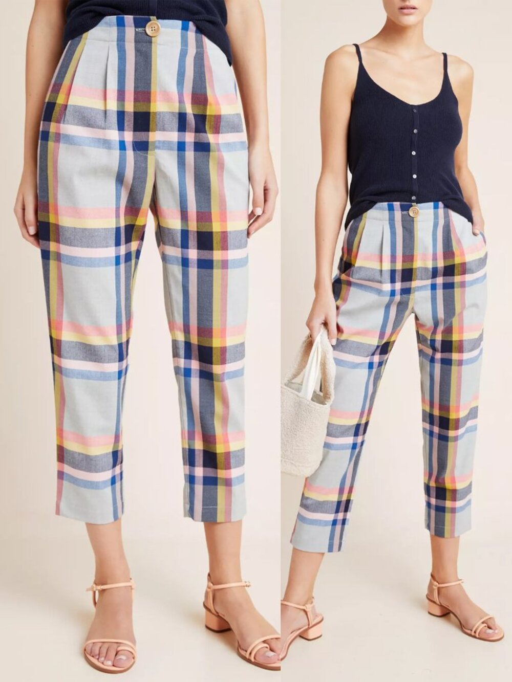 Anthropologie Corey Lynn Calter Madres Plaid Trouser Pant XS Tapered Crop $168